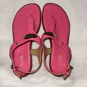 Michael Kors Pink Sandals with gold accents